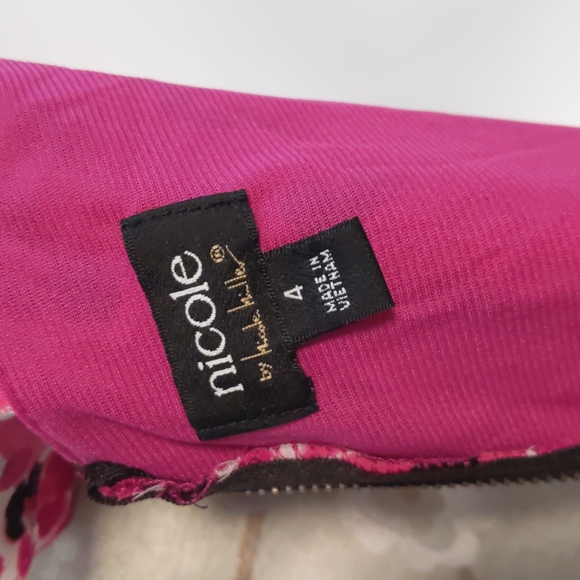 Pink Animal Print Dress with Black Skirt - Picture 5 of 5